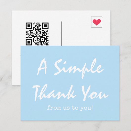 Eenvoudig script luchtblauw zakelijk dank je wel briefkaart (Voorkant / Achterkant)