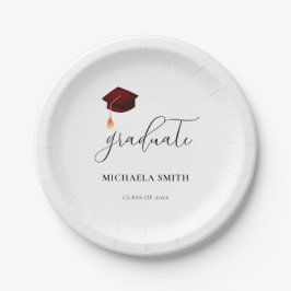 Eenvoudig script Maroon High School Afstuderen Papieren Bordje
