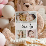 Eenvoudig script meerdere foto's collage baby show bedankkaart<br><div class="desc">Personalize these Baby shower thank you cards with beautiful photos of your baby. Thank your family and friends who have showered you with their love and introduce your new baby with images they can cherish for many years as baby grows. Modern and unique "Thank You" handlettering script type. A wonderful...</div>