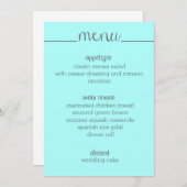 Eenvoudig Script Menu Kaart- aqua (Voorkant / Achterkant)
