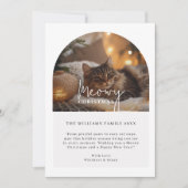 Eenvoudig script Meowy Christmas Arch Photo Cat Feestdagenkaart (Voorkant)