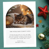 Eenvoudig script Meowy Christmas Arch Photo Cat Feestdagenkaart