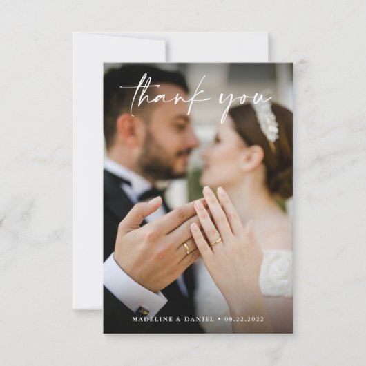 Eenvoudig script met fotobruiloft bedankkaart (Voorkant)