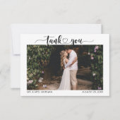 Eenvoudig script met hart en foto | Bruiloft Bedankkaart (Voorkant)