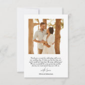 Eenvoudig script met hart en foto | Bruiloft Bedankkaart (Achterkant)