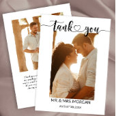 Eenvoudig script met hart en foto | Bruiloft Bedankkaart