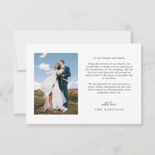 Eenvoudig script met Heart Weddenfoto Bedankkaart (Achterkant)