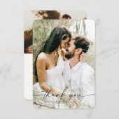 Eenvoudig script met Heart Weddenfoto Bedankkaart (Voorkant / Achterkant)