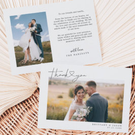 Eenvoudig script met Heart Weddenfoto Bedankkaart