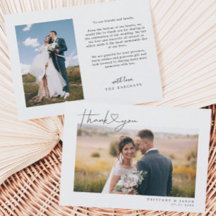 Eenvoudig script met Heart Weddenfoto Bedankkaart