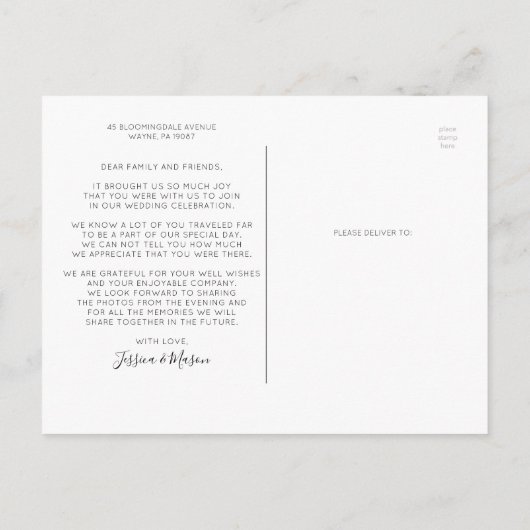 Eenvoudig script met Heart Weddenfoto Hartelijk da Briefkaart (Achterkant)