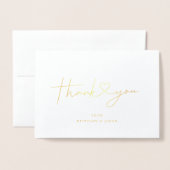 Eenvoudig script met Heart Wedding Dank u Foto Folie Kaarten (Voorkant met envelop)