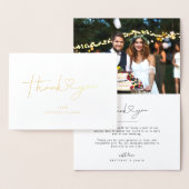 Eenvoudig script met Heart Wedding Dank u Foto Folie Kaarten (Display)