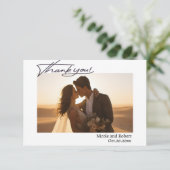 Eenvoudig script met trouwfoto dank u kaart (Staand voorkant)