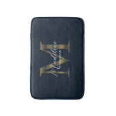 Eenvoudig script Metallic Navyblauw Gouden Monogra Badmat (Voorkant Verticaal)