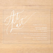 Eenvoudig script Minimal Classic op de laatste bru Acryl Uitnodigingen (Voorkant)