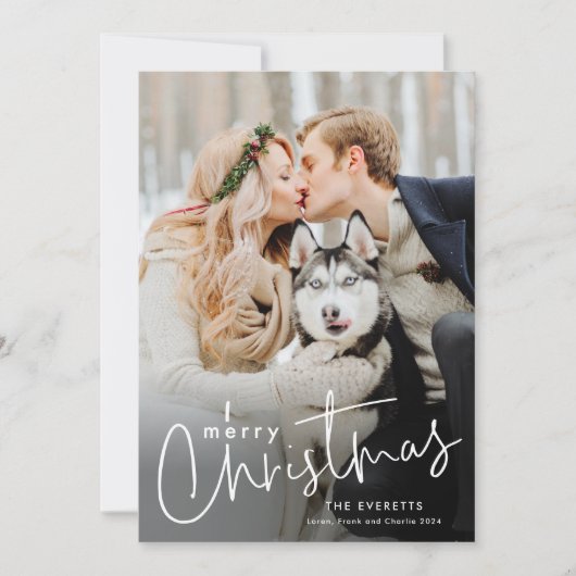 Eenvoudig script Minimal Photo Christmas Feestdagenkaart (Voorkant)