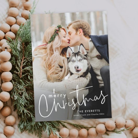Eenvoudig script Minimal Photo Christmas Feestdagenkaart