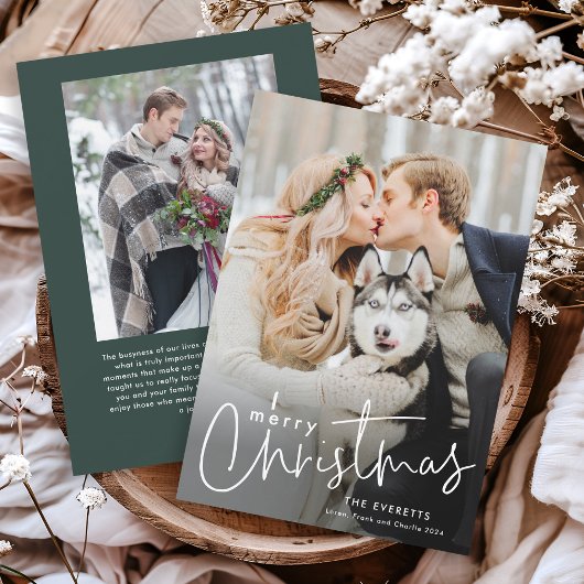 Eenvoudig script Minimal Photo Christmas Feestdagenkaart