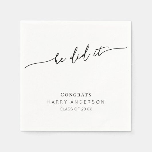 Eenvoudig Script Minimalistisch Afstudeerfeest Servet (Voorkant)