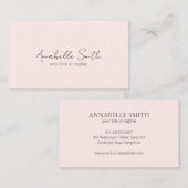 Eenvoudig script minimalistisch gemene Blush Pink  Visitekaartje (Voorkant / Achterkant)