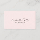 Eenvoudig script minimalistisch gemene Blush Pink  Visitekaartje (Voorkant)