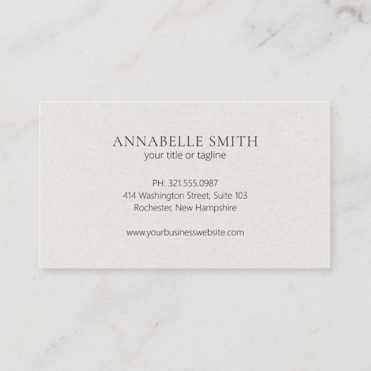 Eenvoudig script minimalistisch modern beige legan visitekaartje (Achterkant)