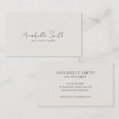 Eenvoudig script minimalistisch modern beige legan visitekaartje (Voorkant / Achterkant)
