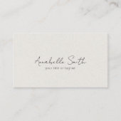 Eenvoudig script minimalistisch modern beige legan visitekaartje (Voorkant)