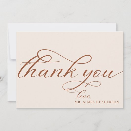 Eenvoudig script minimalistische bruiloft bedankka bedankkaart (Voorkant)