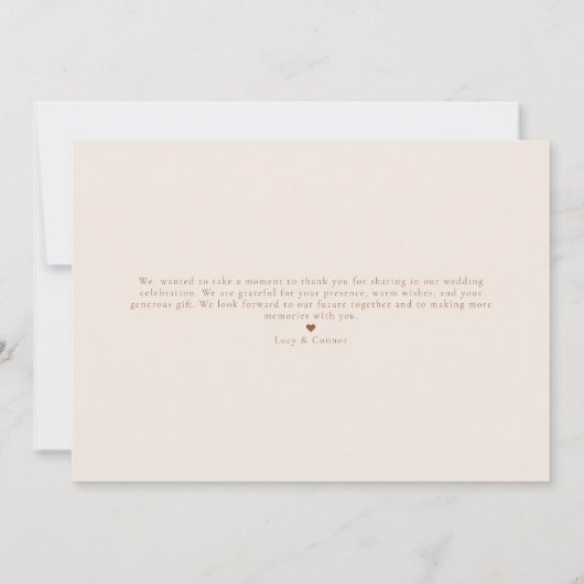 Eenvoudig script minimalistische bruiloft bedankka bedankkaart (Achterkant)