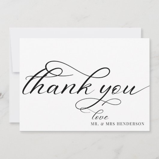 Eenvoudig script minimalistische bruiloft bedankka bedankkaart (Voorkant)