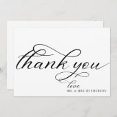 Eenvoudig script minimalistische bruiloft bedankka bedankkaart (Voorkant / Achterkant)