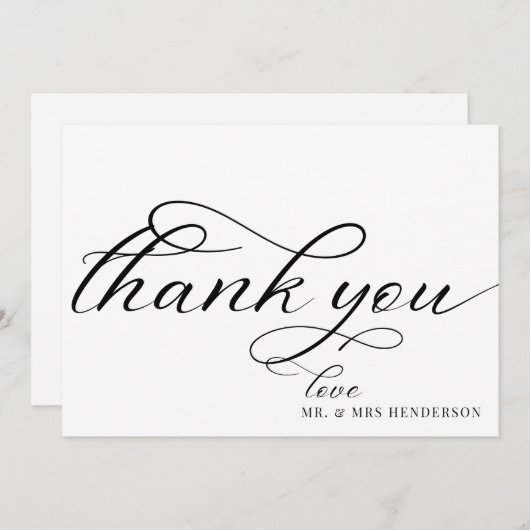 Eenvoudig script minimalistische bruiloft bedankka bedankkaart (Voorkant / Achterkant)