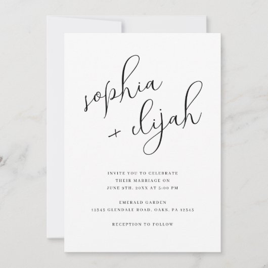 Eenvoudig script minimalistische foto bruiloft kaart (Voorkant)