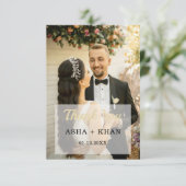 Eenvoudig script minimalistische hart bruiloft fot bedankkaart (Staand voorkant)