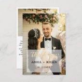 Eenvoudig script minimalistische hart bruiloft fot bedankkaart (Voorkant / Achterkant)