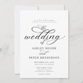 Eenvoudig script minimalistische klassieke bruilof kaart