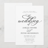 Eenvoudig script minimalistische klassieke bruilof kaart (Voorkant / Achterkant)