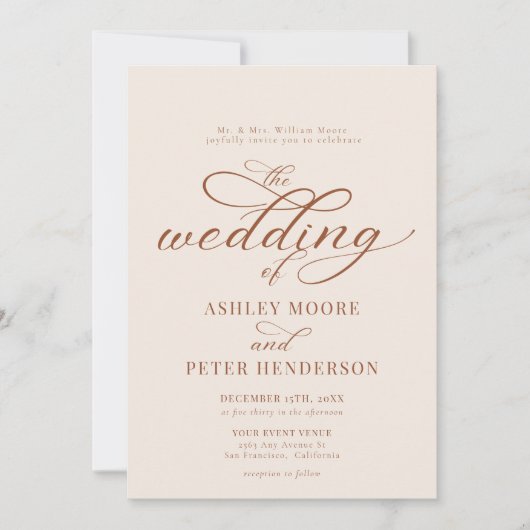 Eenvoudig script minimalistische klassieke bruilof kaart (Voorkant)