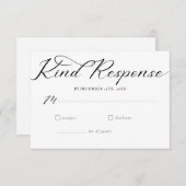 Eenvoudig script minimalistische klassieke bruilof RSVP kaartje (Voorkant / Achterkant)