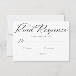 Eenvoudig script minimalistische klassieke bruilof RSVP kaartje