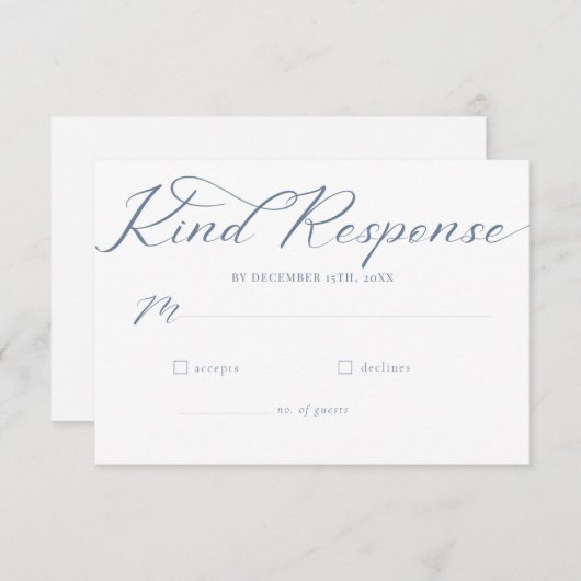 Eenvoudig script minimalistische klassieke bruilof RSVP kaartje (Voorkant / Achterkant)