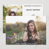 Eenvoudig Script Modern 2 Foto Afstuderen Aankondiging (Voorkant / Achterkant)