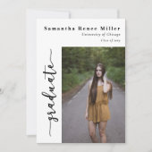 Eenvoudig script modern 2 foto afstuderen  kaart (Voorkant)