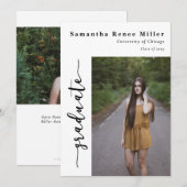 Eenvoudig Script Modern 2 Foto Afstuderen Kaart (Voorkant / Achterkant)