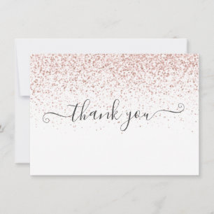 Eenvoudig Script Modern Roze Gouden Glitter Zakeli Bedankkaart