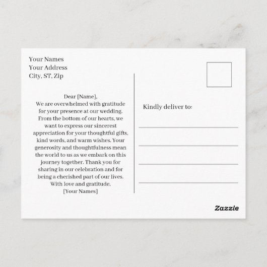 Eenvoudig Script Modern Trouwfoto Bedankt Briefkaart (Achterkant)