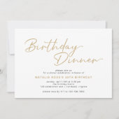 Eenvoudig Script Modern Wit & Goud Verjaardagsdine Kaart (Voorkant)