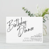 Eenvoudig Script Modern Zwart & Wit Verjaardagsdin Kaart (Staand voorkant)